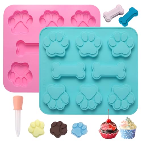 Luxoraiova 2 Stück Backmatte Hundekekse, Backmatten für Hundeleckerlies Set, Silikon Backform Hundekekse, Wiederverwendbare Bakeware Maker für Schokolade, Süßigkeiten, Gelee, Eiswürfel, Hund Behandelt