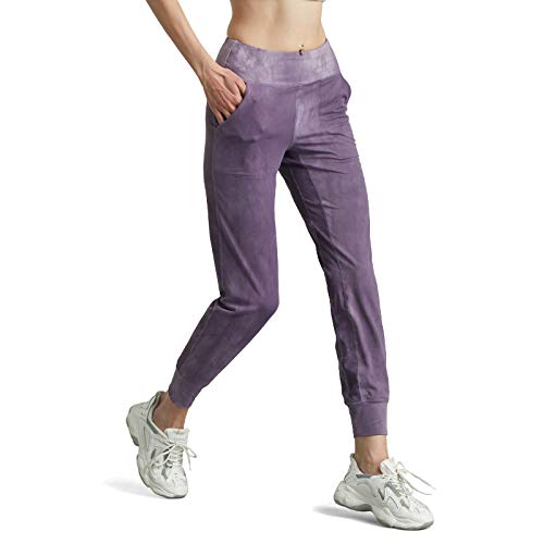 M MOTEEPI Pantalon de jogging doux et ajusté pour femme taille haute fuselé avec poches - violet - Taille S Cover