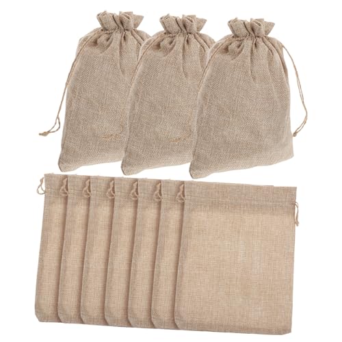 Yardenfun 10個巾着袋 粗麻製 大容量 バッグ 調節可能な口紐付き プレゼント収納に 結婚式や誕生日パーティー用多用途ラッピングバッグ