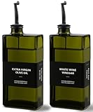Gelury Olive Oil Dispenser Bottle for Kitchen 16.9oz, UV-Blocking Oil and Vinegar Dispenser Set, Soy Sauce Dispenser, Space Saving Design for Countertop (Green, 2pcs)
