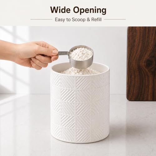Canisters Sets for the Kitchen with Airtight Bamboo Lids, Ceramic|Set of 3 - Image 5
