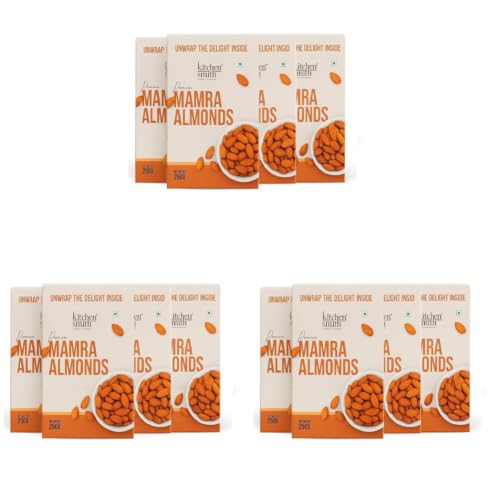 Image of KitchenSmith Mamra Almonds - Pack of 12 (250gm Each) | High In Antioxidant | Naturally Sweet And Tasty | Energy Booster |Premium Dry Fruits