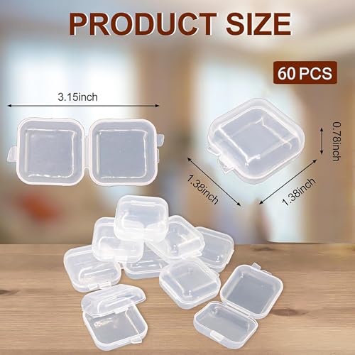 Image of 60PCS Mini Clear Plastic Jewelry Box, Earring Storage Box