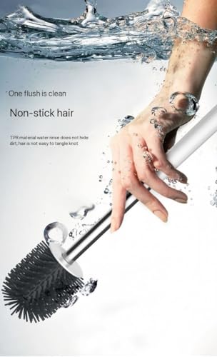 Image of Silicone Toilet Brush and Holder Set, Bathroom Cleaning Brush, Non-Slip Handle Toilet Brush, Wall Hanging /Floor Type (Wall-Mounted Toilet Brush)