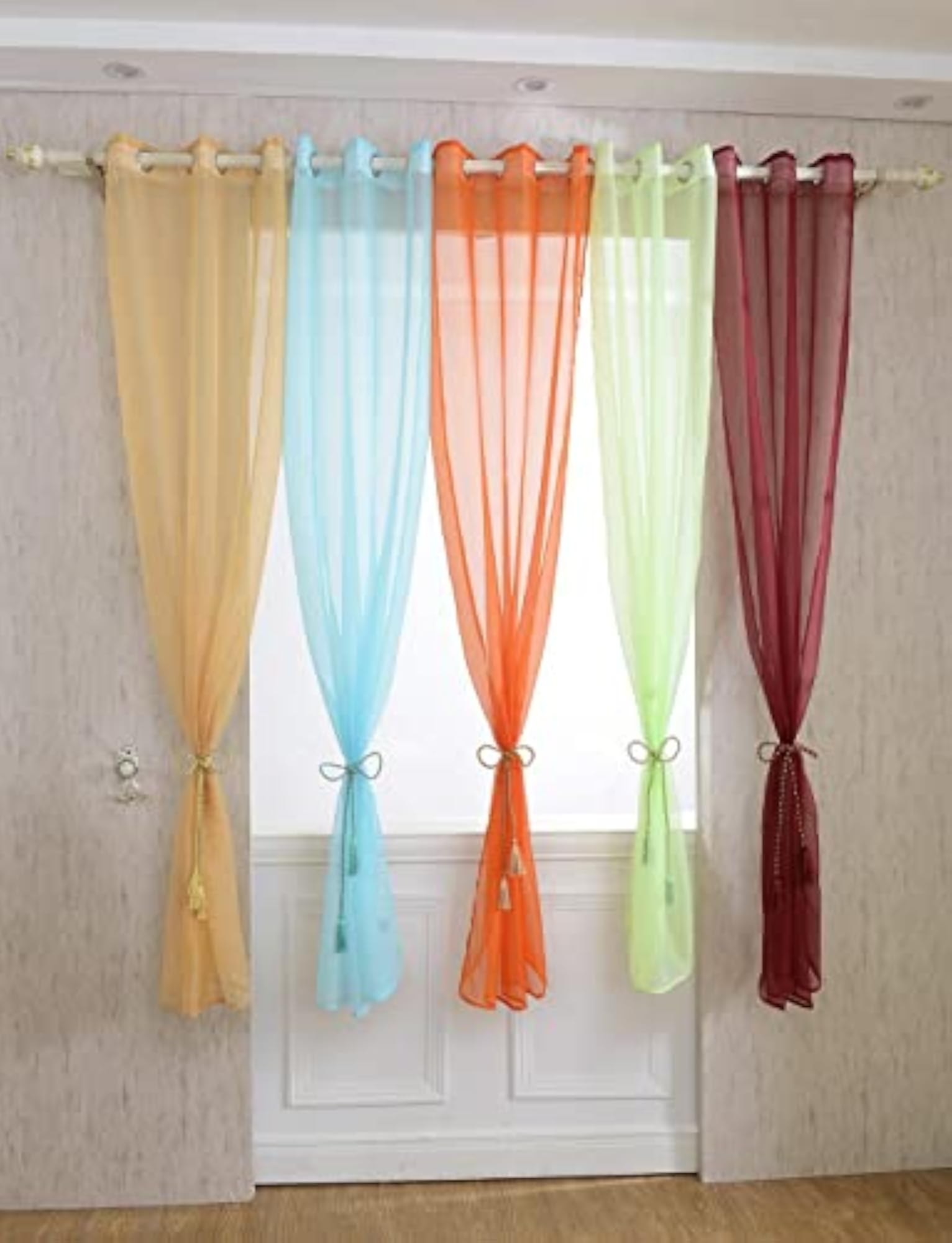 Elegant Eyelet Curtain Dapes Solid Window Panel Room Door Decor Beige