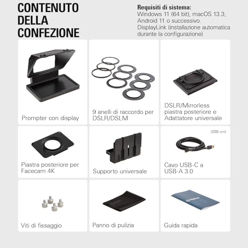 Prompter – Teleprompter con schermo integrato, YouTube, Twitch, Zoom, Teams e altro, supporta DSLR/Webcam/Smartphone, visualizzazione del monitor Drag & Drop, funziona con Mac/PC & Stream Deck - Hub USB - Immagine 12
