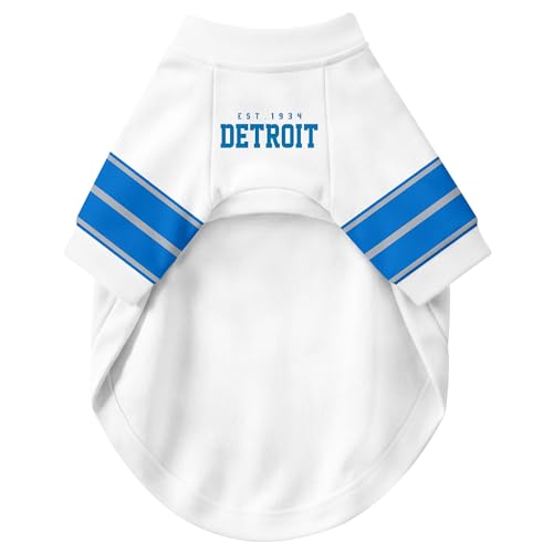 Image of Detroit Dog Clothes Jersey Style Personalized Pet T Shirt with Custom Name Number for Small Medium Large Dogs