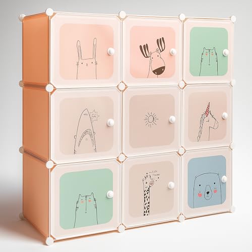 SPRINGOS Armadio modulare per bambini per vestiti giocattoli 9X organizzazione colorata per la stanza dei bambini