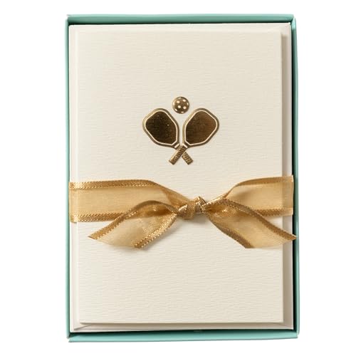Image of Graphique Pickleball Cards, Pack of 10 Cards with Envelopes, All Occasion Greetings, Blank Inside, Embossing and Gold Foil Accents, La Petite Press Collection Boxed Set, 3.25 inch x 4.75 inch