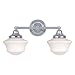 Schoolhouse Bathroom Light with Two Lights in Chrome Finish