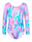 Nokecina Gymnastics Leotards for Girls Size 4t 5t Pink Blue Quick Dry Long Sleeve Activewear Bodysuit