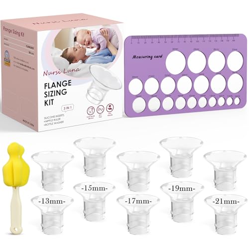 Image of Nursi Luna Flange Sizing Kit 3 in 1 with 10PCS Flange Inserts 13/15/17/19/21mm, Silicone Flanges Insert Kit for 24mm Flange/Shield, Pumping Essentials Kit for Moms