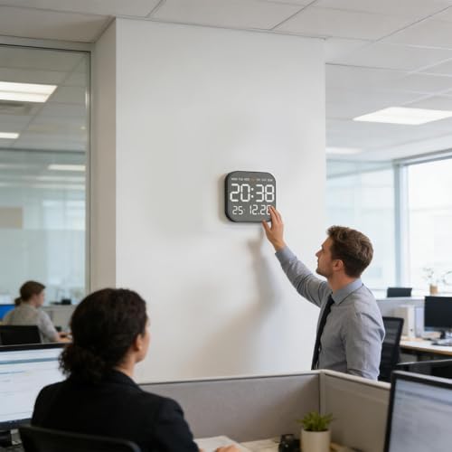 Grande horloge numérique 30,5 cm avec luminosité réglable pour table de chevet - 8