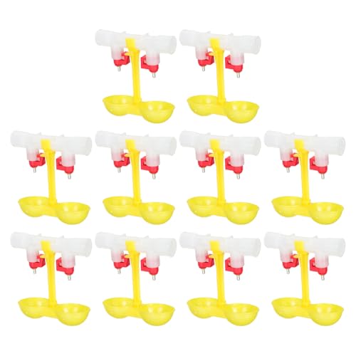 Toyvian 10個 鶏用ニップルウォーターカップ 家禽自動給水器 鋼製吊り下げ式 飲みやすい設計 鳥用水飲み場 鳥類給水システム対応