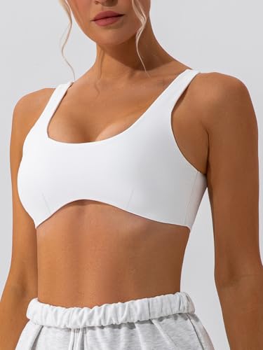 ABOCIW Womens Scoop Neck Sports Bra Padded U Back Medium Impact Fitness Gym Yoga Bra Workout Crop Top3