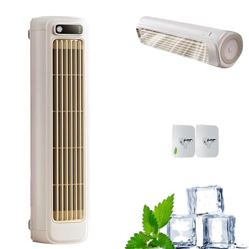 Shirem Rafraichisseur d'Air Silencieux, Mini Climatiseur Mobile, Portable Refroidisseur d'Air 3 Vitesses, USB Rechargeable, pour Chambre, Bureau, Maison (Beige)