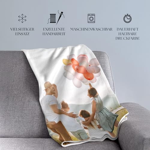 PICANOVA Decke mit Foto - Personalisierte Fotodecke 100x70cm – Gestalte mit deinem eigenen Bild & Text – Kuscheldecke Personalisiert – Fleecedecke mit Foto