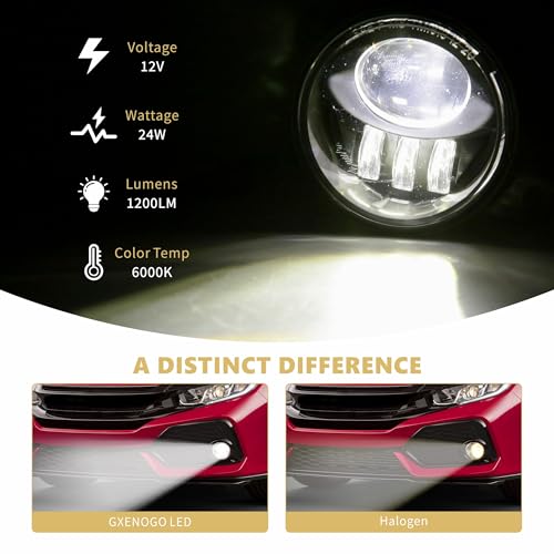 LED Fog Lights Assembly Compatible with 2013-2021 Honda Civic 2013-2015 Accord 2015-2020 Fit 2019-2020 HR-V DOT Approved for Honda Civic Sedan Coupe Hatchback Black 1 Pair - Image 5