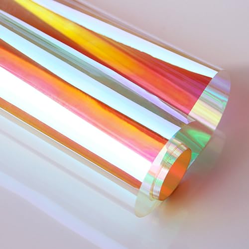 Iridescent Window Film, Holographic Window Tint Decorative Dichroic Film Colored Rainbow Film for Craft DIY Christmas Party Decor