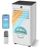 SereneLife Mobile Klimaanlage 10000BTU mit Abluftschlauch, 4-in-1 Klimagerät mit WLAN, Kühlen, Heizen Ventilator und Entfeuchter, Räume bis 31 m², 24h Timer, 55dB, Inkl. Fensterkit, für Zuhause, Büro