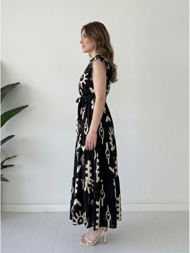 Image of Modestouze Attires Dress for Women Western Maxi Style, Indo Western Dresses, One Piece Long Gown, A Line Flared Pattern, Ethnic Look Outfit for Women