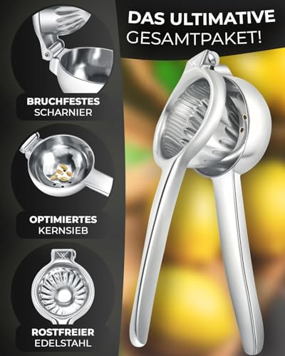 VALUXE Zitronenpresse Edelstahl groß - Hand Zitruspresse für Zitronen, Limetten & kleine Orangen - Manuelle Limetten-Presse, Citrus Handpresse, Lemon Squeezer spülmaschinengeeignet 3