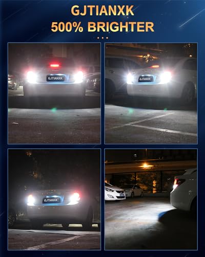 GJTIANXK 3157 LED Bulb Reverse Light 4000 Lumen Super Bright 4114 3156 3056 3057 4157 3047 4057 3457 LED Bulb Back Up Light Tail Signal Brake Parking Light DRL, 6000K White (Pack of 2) - Image 5
