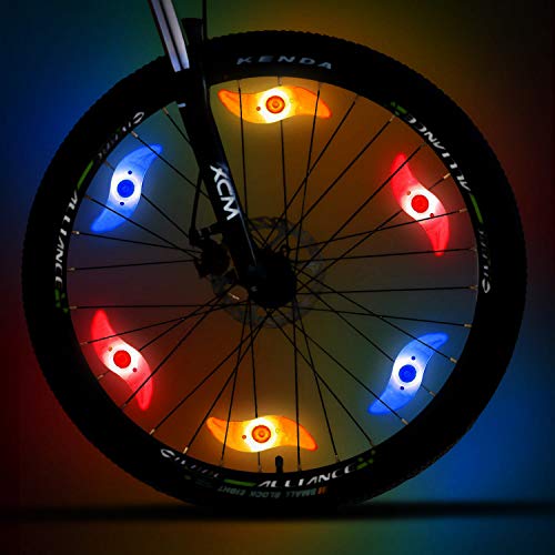 Creatour Bike Spoke Lights 6 Pack Bike Wheel Accessories Lights 6 Extra Batteries