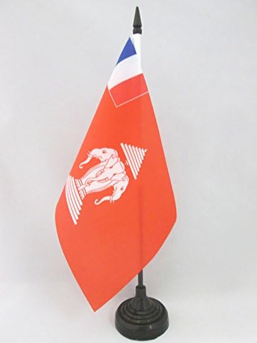 AZ FLAG French Protectorate of Laos Table Flag 5'' x 8'', Indochina Office Decoration 100% Polyester 21 x 14 cm