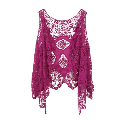 Image of JASTIE Women Open Stitch Cardigan Boho Sleeveless Hippie Summer Hollow Out Solid Crochet Vest