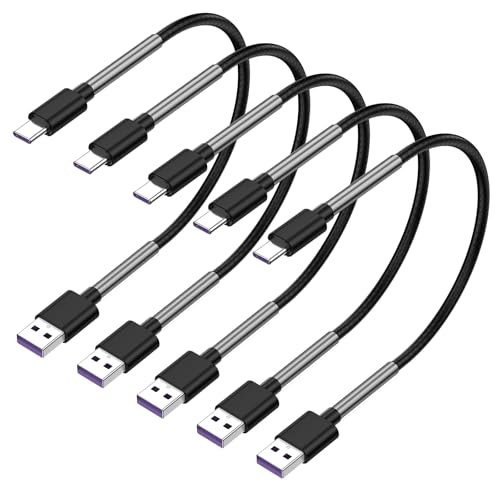 Image of [5Pack 1ft] Compatible with Samsung Galaxy S9 S10 S8 Plus Charger Cord(3A Fast Charging), TPE USB C Type Charger Cable,USB A to Type C Replacement for Samsung A32 /A12 /A10e /A20 /A51 20 /9 /8,LG-Black