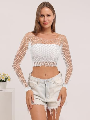 Image of Lemon Girl Women Fishnet Crop Tops Lingerie Babydoll Top Chemise One Size US 2-18