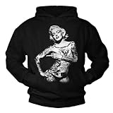 Makaya Sweat Shirt à Capuche Marilyn Tatouage Pull Sweatshirt Tatoo Sweater Homme/Femme Monroe Noir M