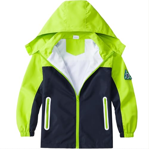 Image of Boys Rain Jacket with Detachable Hood Lightweight Raincoats for Kids
