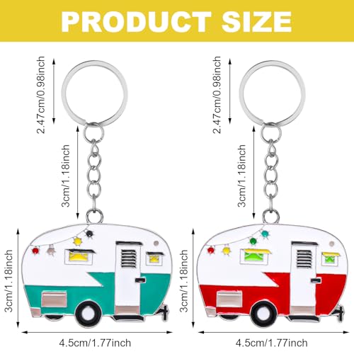 Image of Grevosea 2 Pack Camper Keychain, Happy RV Camper Keyring Camper Accessories for Men WomenTravel Trailers Retro Camping