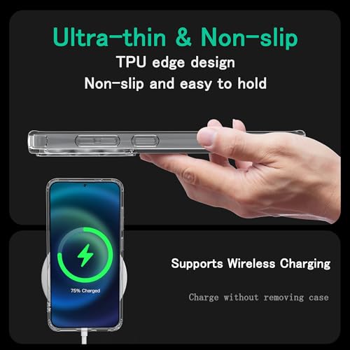 Image of ONES for Samsung Galaxy S25 FE Slim Case Clear, PC + TPU Hybrid, Military-Grade Drop Guard, Anti-Yellowing, Anti-Slip, Shockproof Silicone Hard Cover, Scratch Resistant, Transparent Case