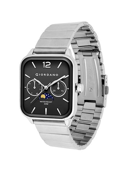 Image of Giordano Classic Square Analog Watch for Men with Moon Phase Display and Stainless Steel Strap - GZ-50117