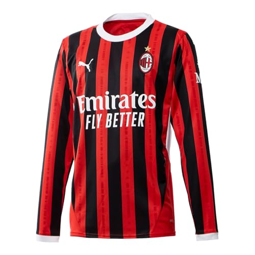 PUMA AC Milan Men’s Replica Home Long Sleeve Jersey 2024/25 (US, Alpha, XX-Large, Regular, Regular, Red-Black)
