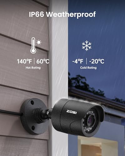 Image of ZOSI 3K Lite Home Surveillance Security Camera System with AI Human Vehicle Detection, 8CH H.265+ CCTV DVR and 8 x 2MP 1920TVL Wired Weatherproof Bullet Cameras Outdoor, 100ft Night Vision (No HDD)