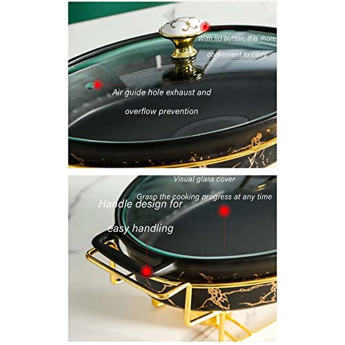 Chafing Dish-Buffet-Set, Chafing Dish aus Keramik mit Marmor-Imitat-Finish, Chafing Dish und Buffetwärmer-Set für Buffet-Hochzeiten, Partys, Bankette, Catering-Events (Farbe: Schwarz, Größe: B), 202 – Bild 8
