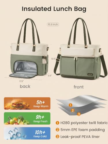 Image of LOVEVOOK Lunch Tote Bag for Women, Work Laptop Bag with Lunch Compartment