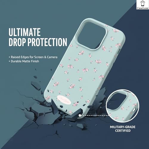 Image of Floral Pattern Phone Case Back Cover Compatible with iPhone 15 Elegant Small Flower Soft Texture Protective Case for Women and Girls-White-Blue