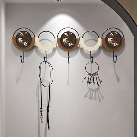 HEBOIX Modern Coat Rack with Shelf Wall Mount,Key Holder Wall Mount,Metal Wall Art Hanging Coat Hanger Shelf for Living Room Entryway,Bathroom,Mudroom Decor 23''L X 7''W Cover