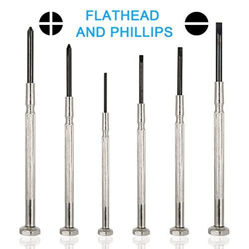 6Pcs Precision Screwdriver Set, Eyeglass Repair Screwdriver, Mini Repair Tool Kit with 6 Different Sizes Flathead and Philips Screwdrivers, Ideal for Watch, Jewelry, Electronics Repair and More