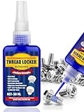 Thread Lock Blue, Threadlocker Medium Strength, Thread Locker for Nuts, Bolts, Fasteners and Metals, Anaerobic Curing Screw Glue to Prevent Loosening (Blue (Removable))