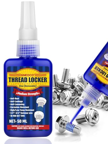 Thread Lock Blue, Threadlocker Medium Strength, Thread Locker for Nuts, Bolts, Fasteners and Metals, Anaerobic Curing Screw Glue to Prevent Loosening (Blue (Removable))
