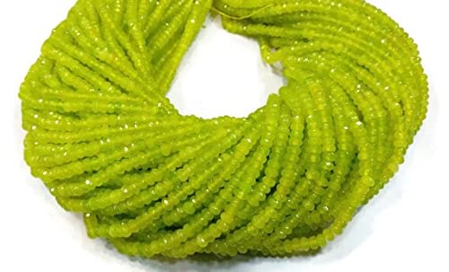 Perles péridot calcédoine 3-4mm rondelles facettées pour fabrication de bijoux