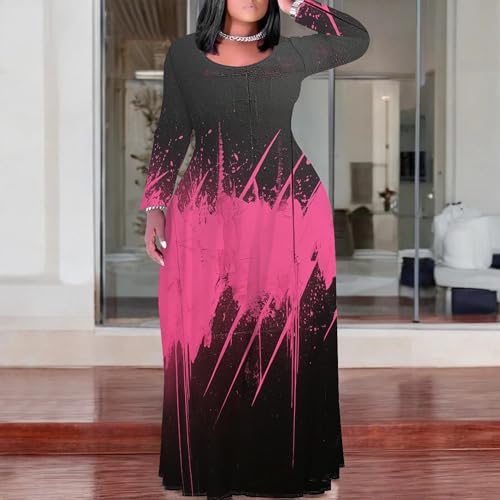 Image of PinkPatty Women's Plus Size Long Sleeve Maxi Dresses T Shirt Boho Fall Dress with Pockets