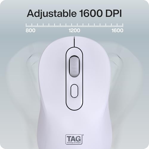 Image of TAG WM900 White Wireless Mouse, 2.4GHz + Bluetooth, Silent Clicks, 10m Range, Type-C Charging, Adjustable DPI (800 /1200 /1600), 72 Hours Usage, for PC /Mobile /Tablet, Supports Windows /Mac /Linux /iOS