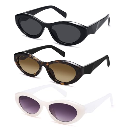 Retro Oval Sunglasses for Women Men Trendy Vintage 90s Cat Eye Sun Glass UV400 Shades